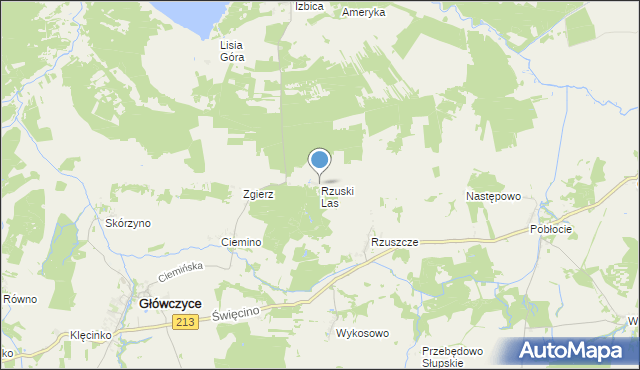 mapa Rzuski Las, Rzuski Las na mapie Targeo